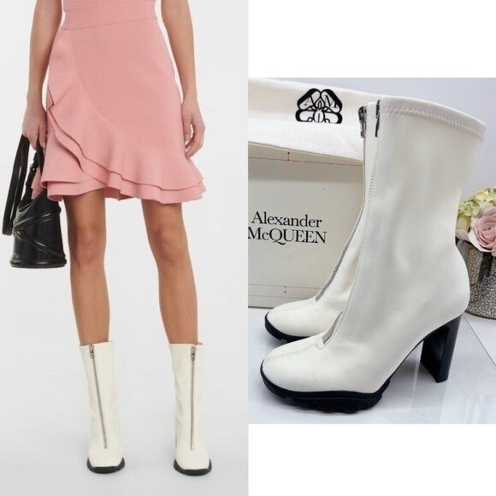 ALEXANDER MCQUEEN Scuba Stretch Zip Up Platform Sock Boot Womens EU 38.5 $1090